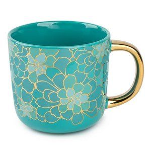 Thyme & Table Stoneware Coffee Mug, 16 fl oz, Teal Succulent New